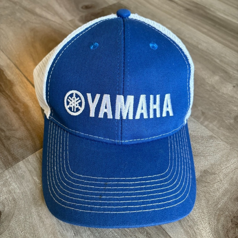 YAMAHA Blue White Trucker Hat Adjustable Logo Cap Motorcycles ATV‎ Marine